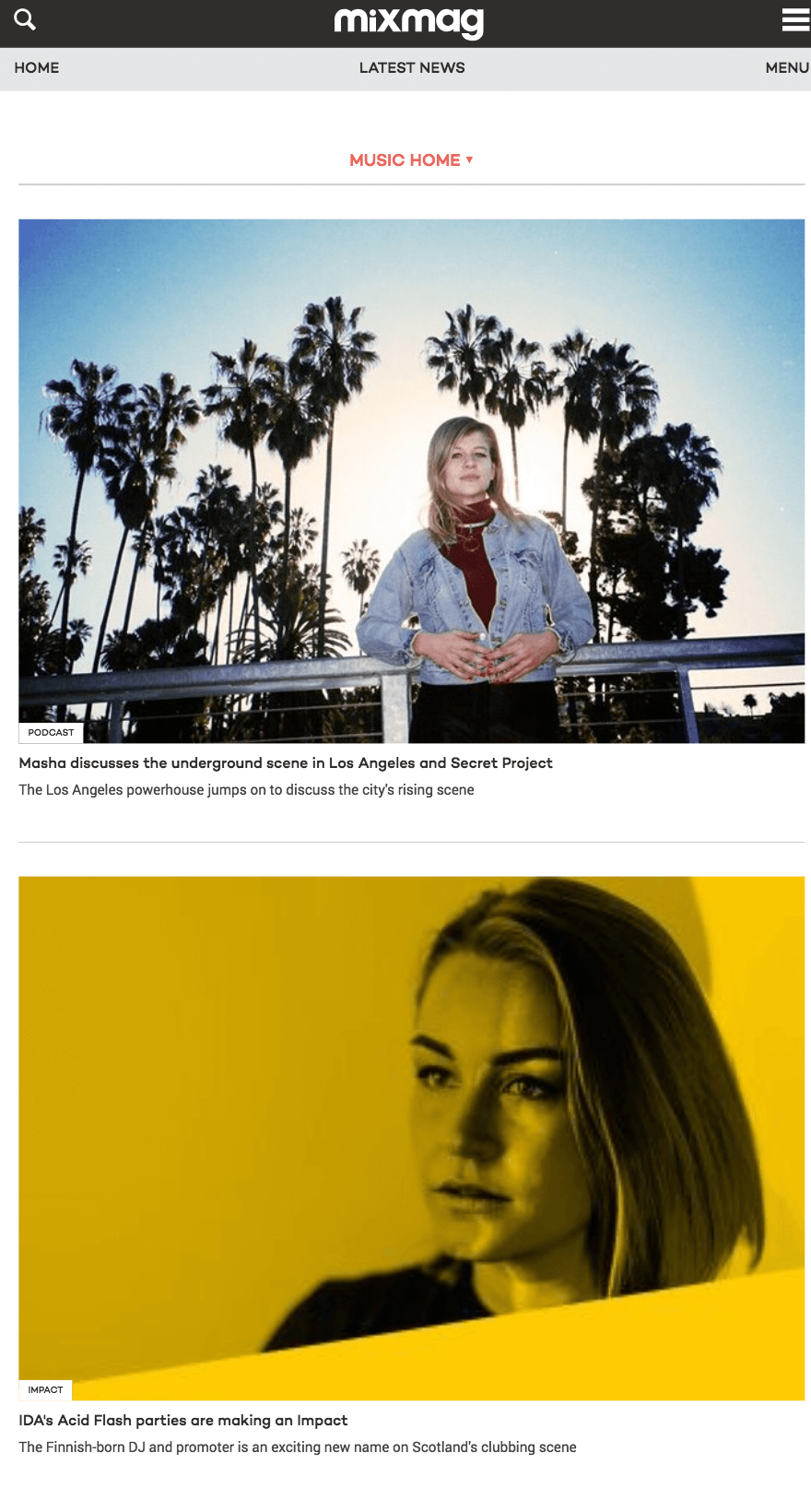 Mixmag Homepage Mobile