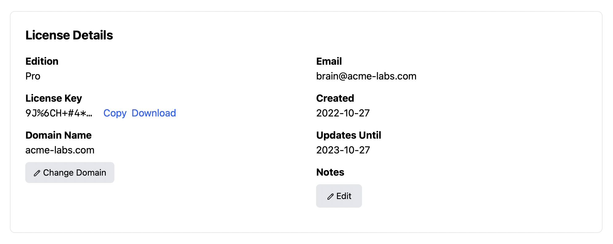 Craft Console Licese Info