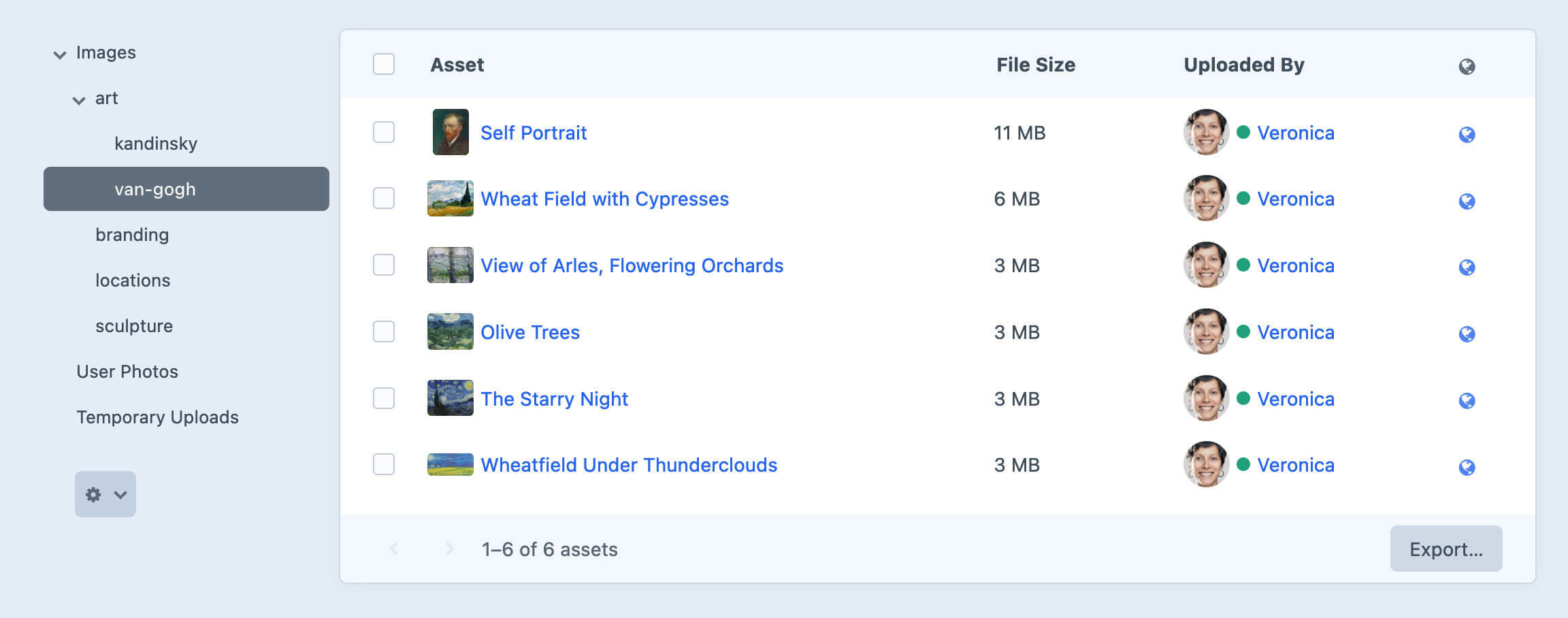 Asset index with subfolder sources