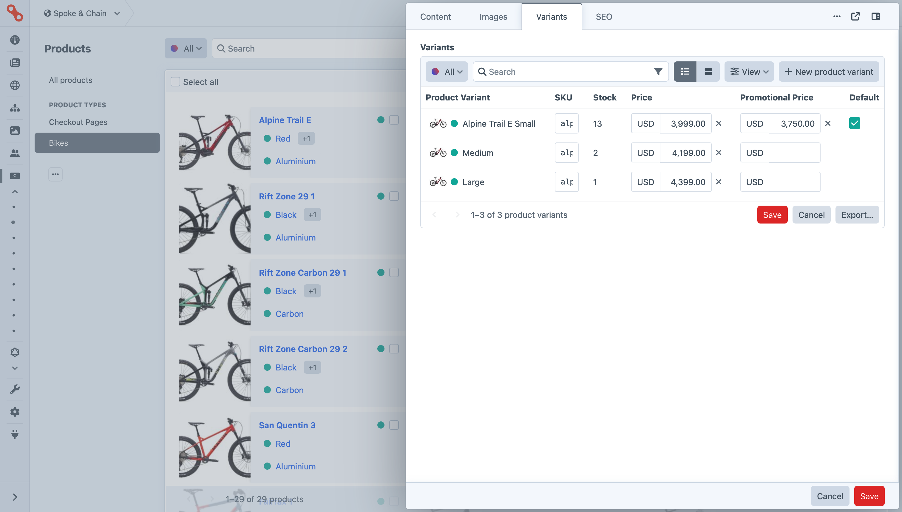 Commerce 5 variants
