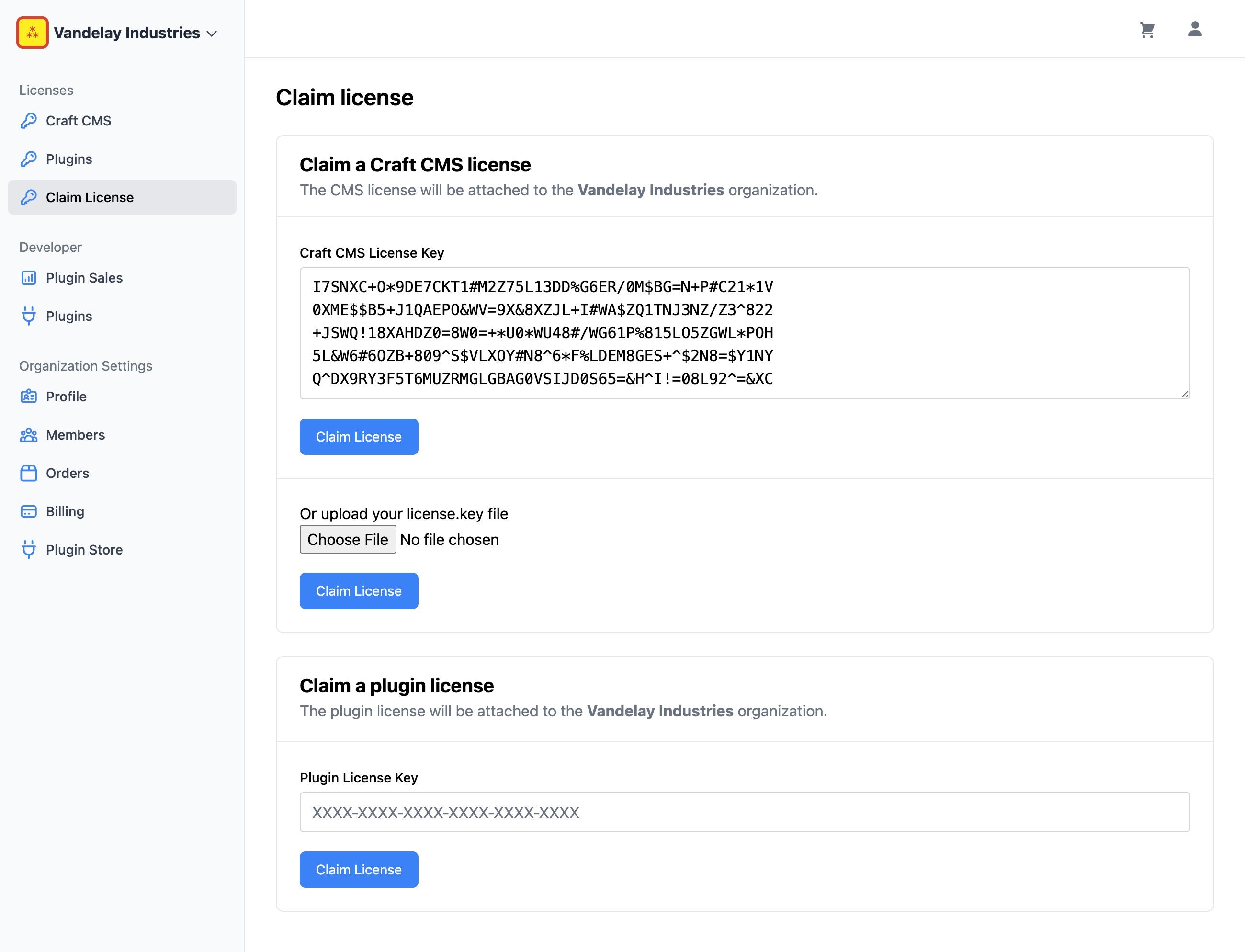 Craft Console: Claim License