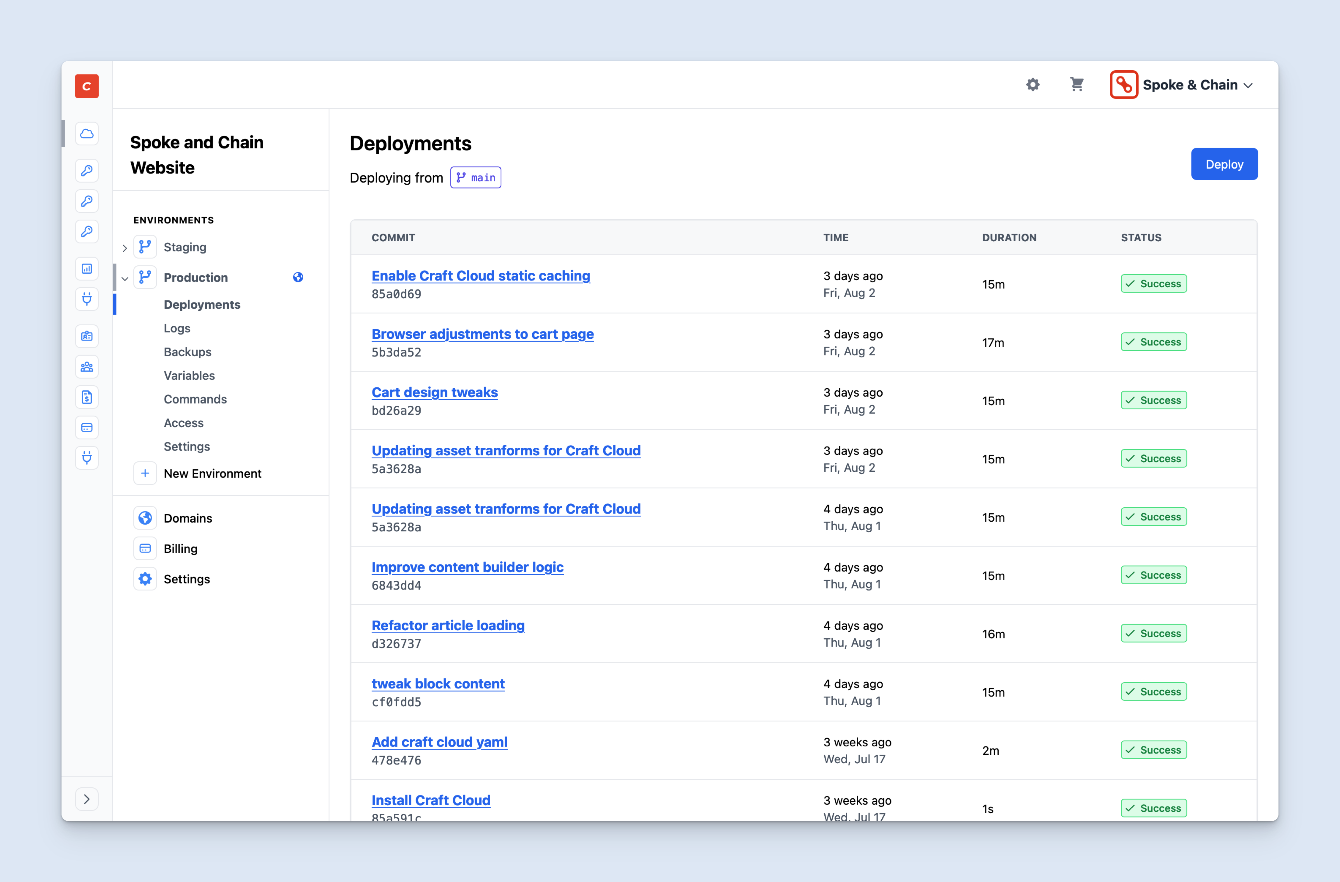 Craft Cloud deployments