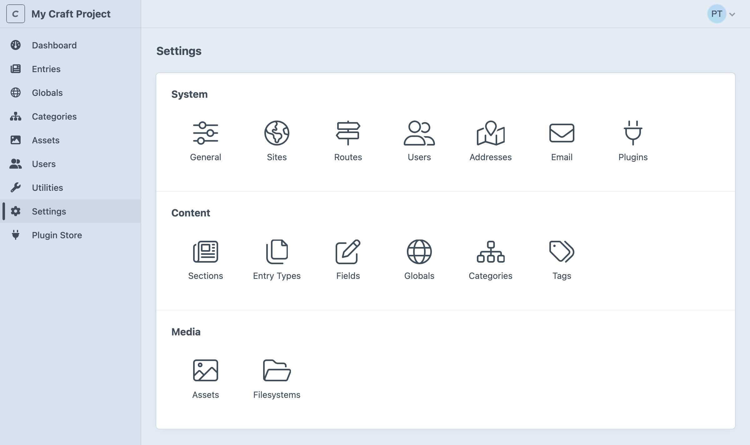 Control Panel: Settings