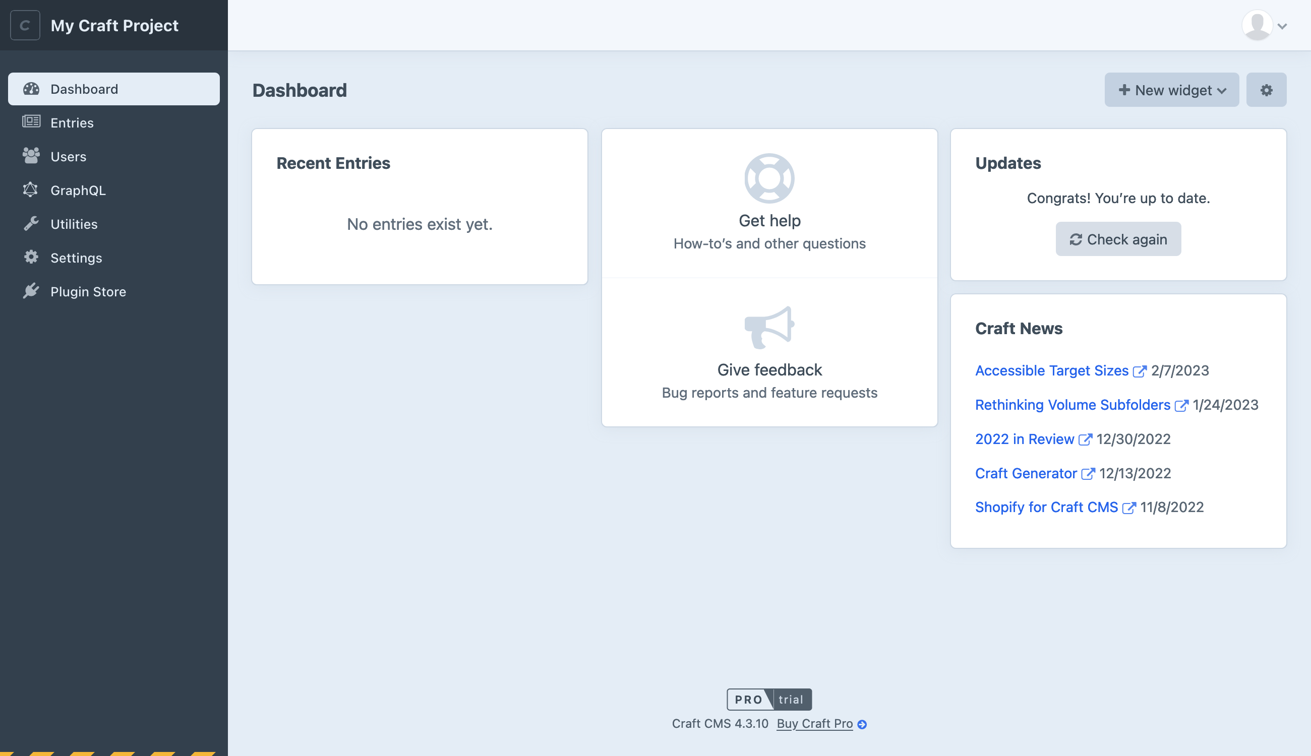 Craft Control Panel, devMode enabled