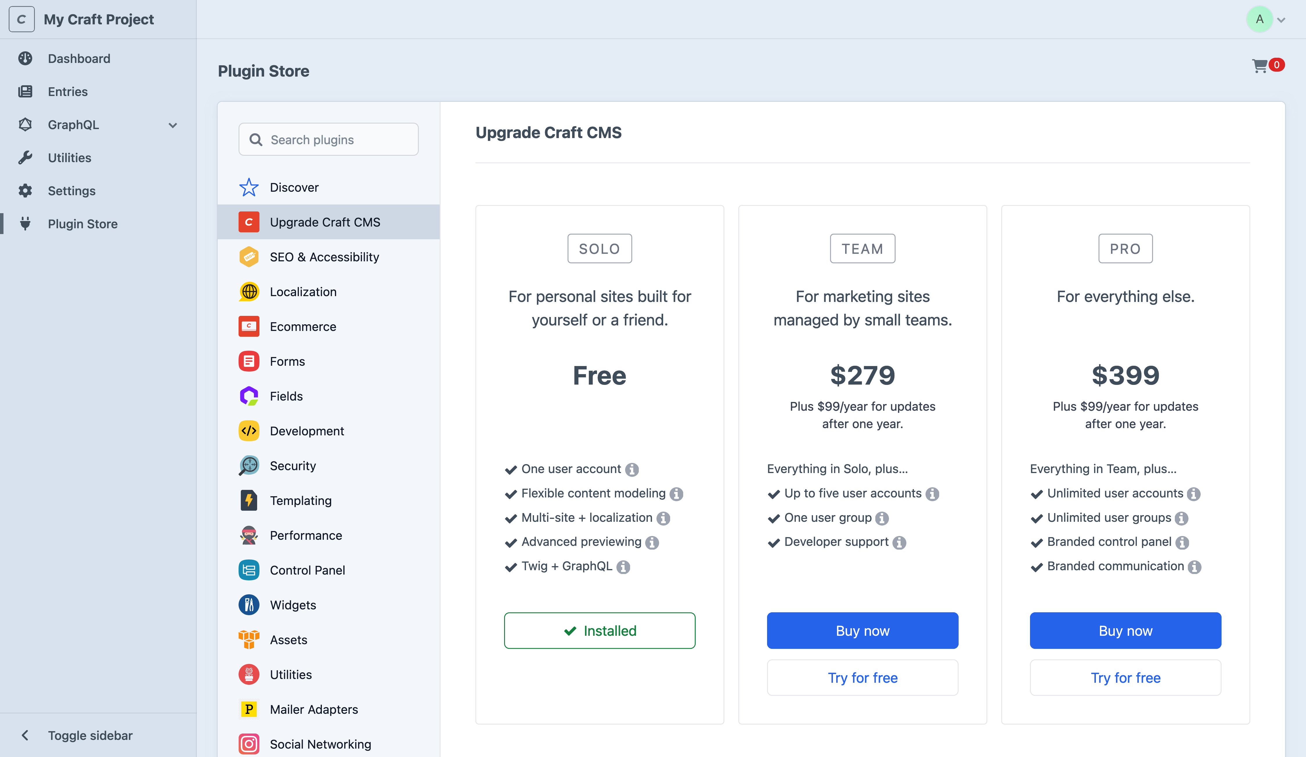 Craft license in app upgrade