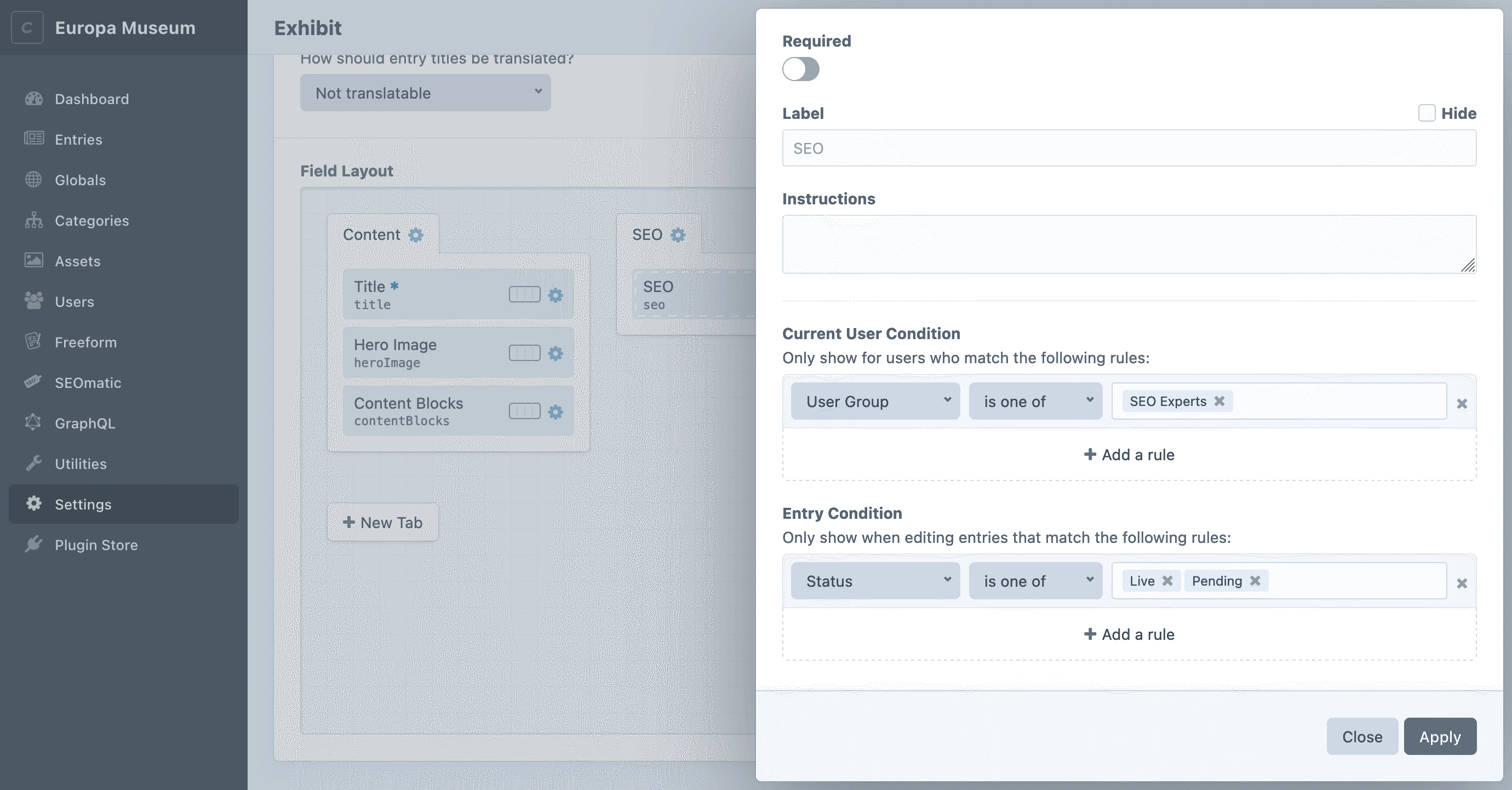 Conditional field in Craft 4