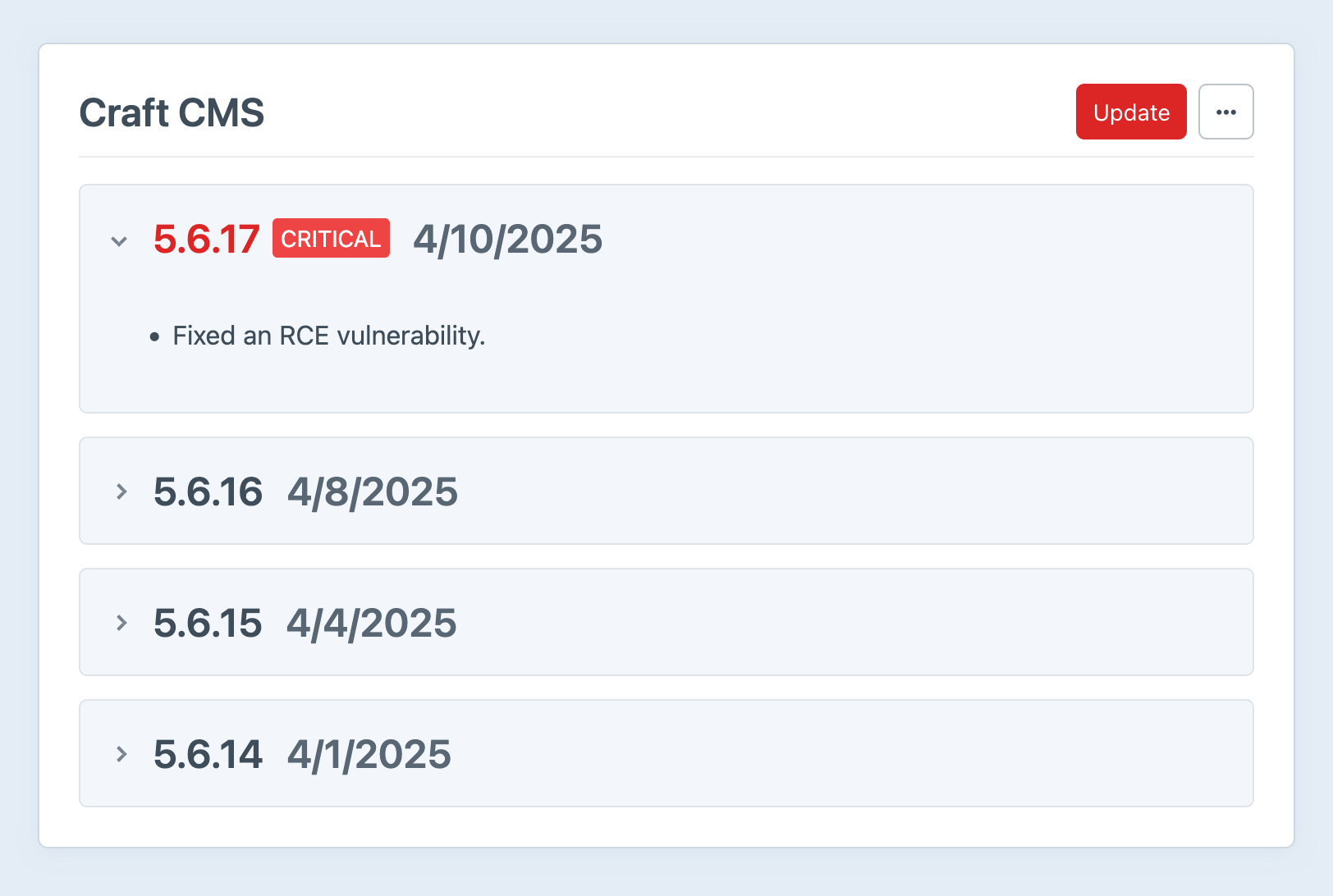 Craft CMS Updater: Critical update available