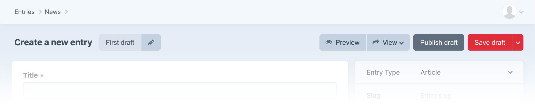 Create entry header