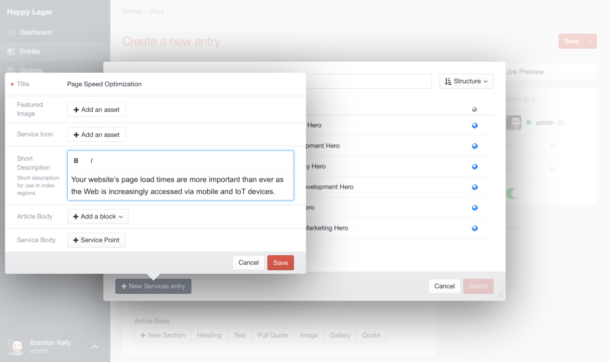 Inline Entry Creation