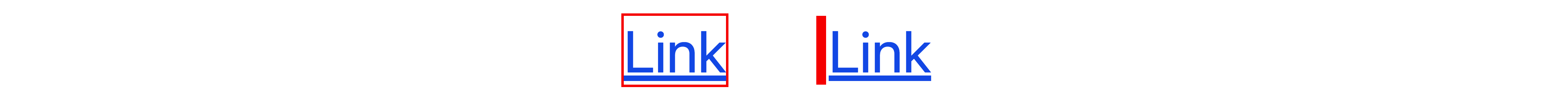 A text link with a red border around it. A text link with a red line to its left.