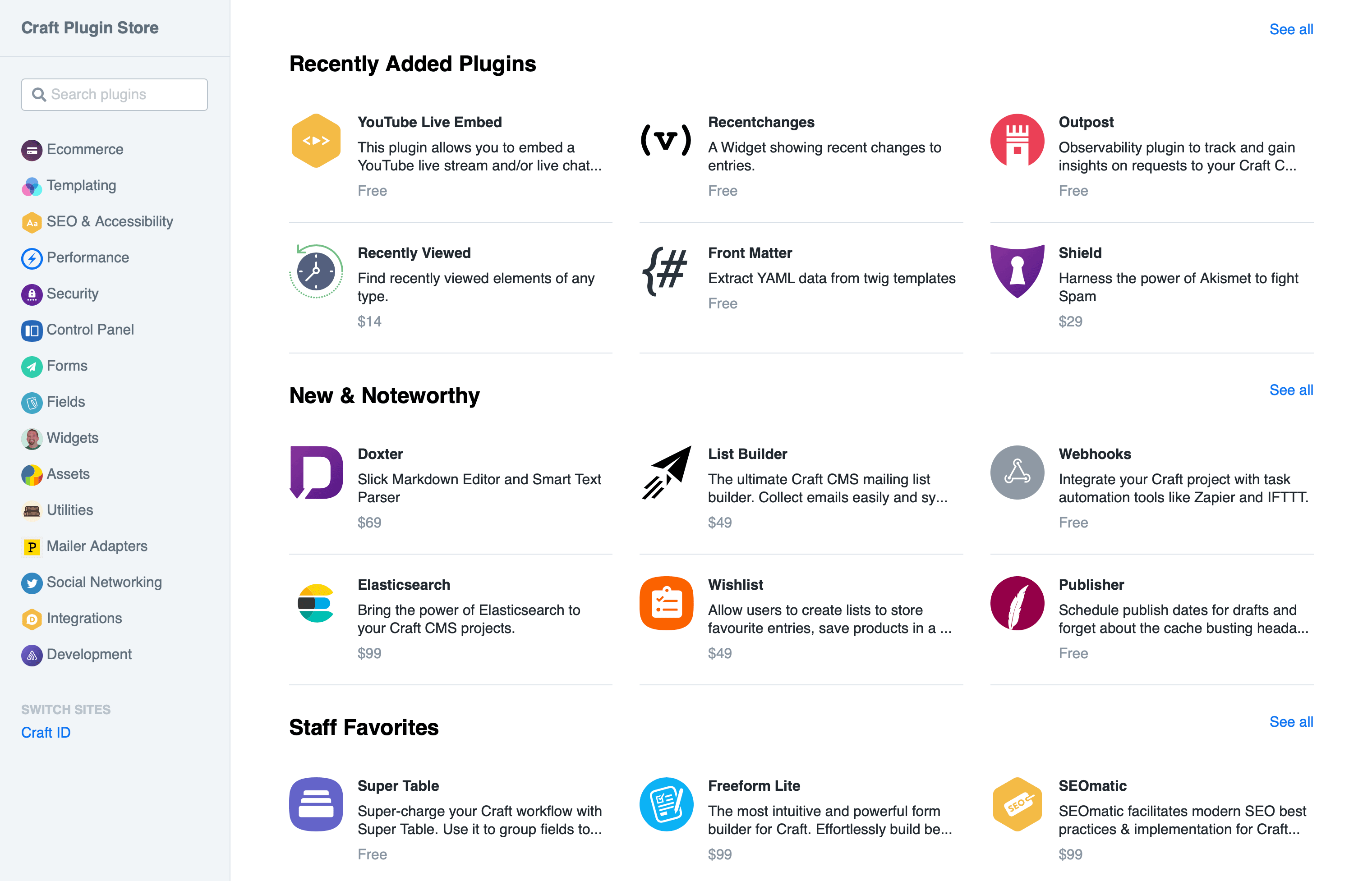 New Craft Cms Plugin Store