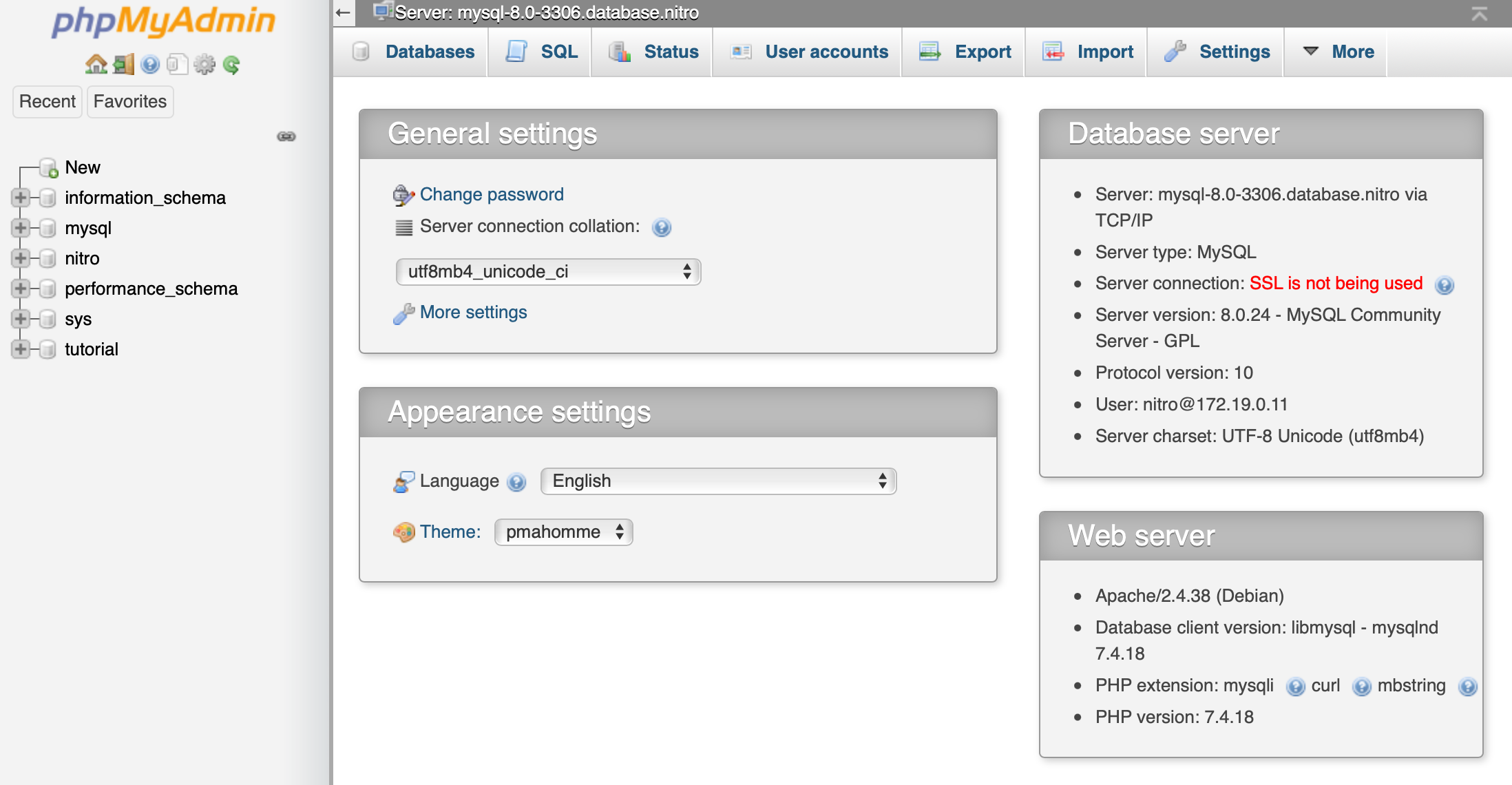 phpMyAdmin Interface