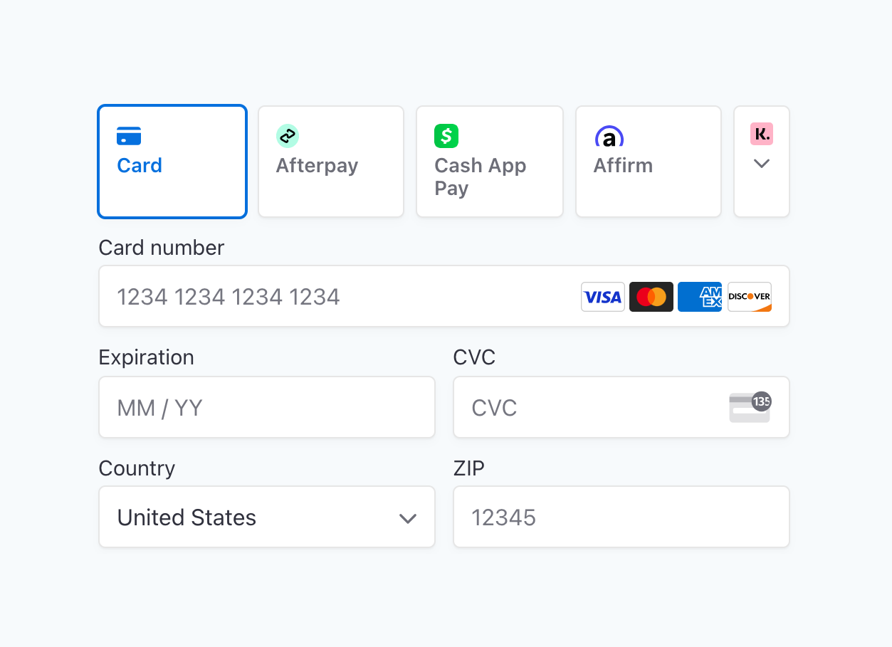 Stripe payment elements