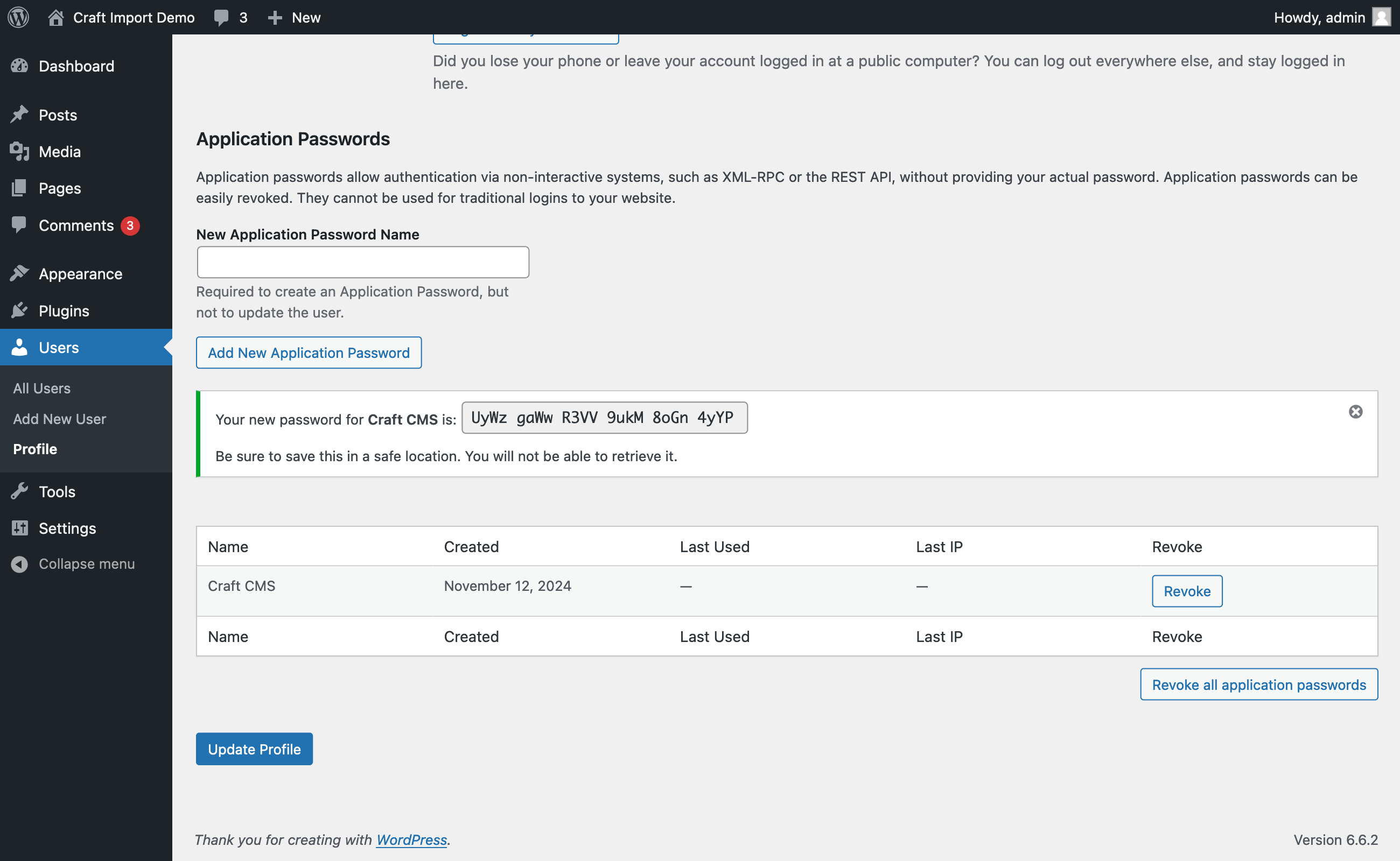WordPress Application Password