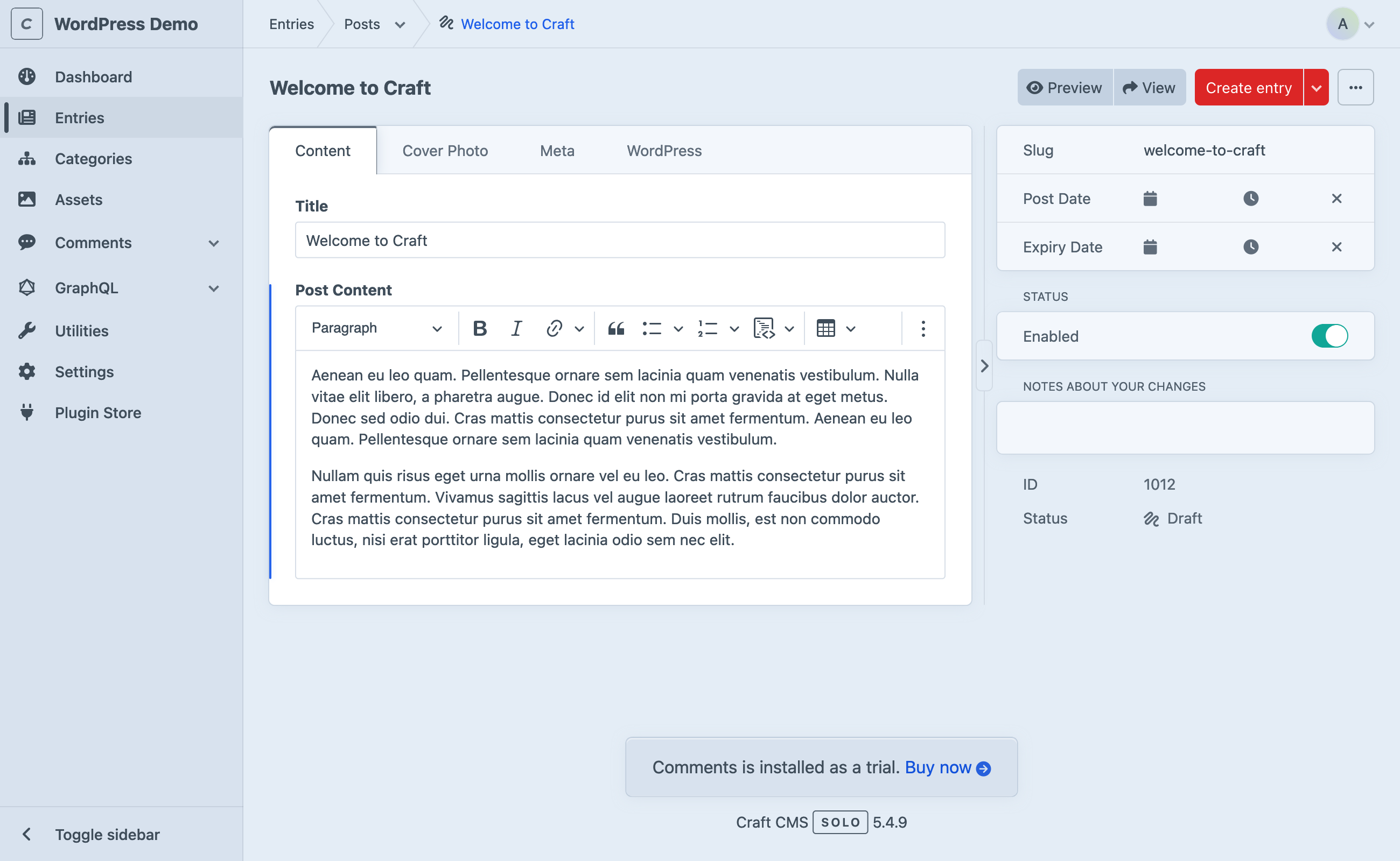 WordPress Starter Project: Post Draft