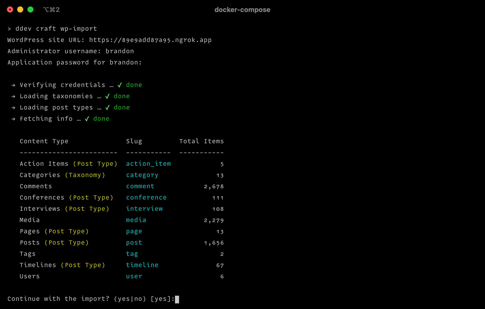 wp-import in action