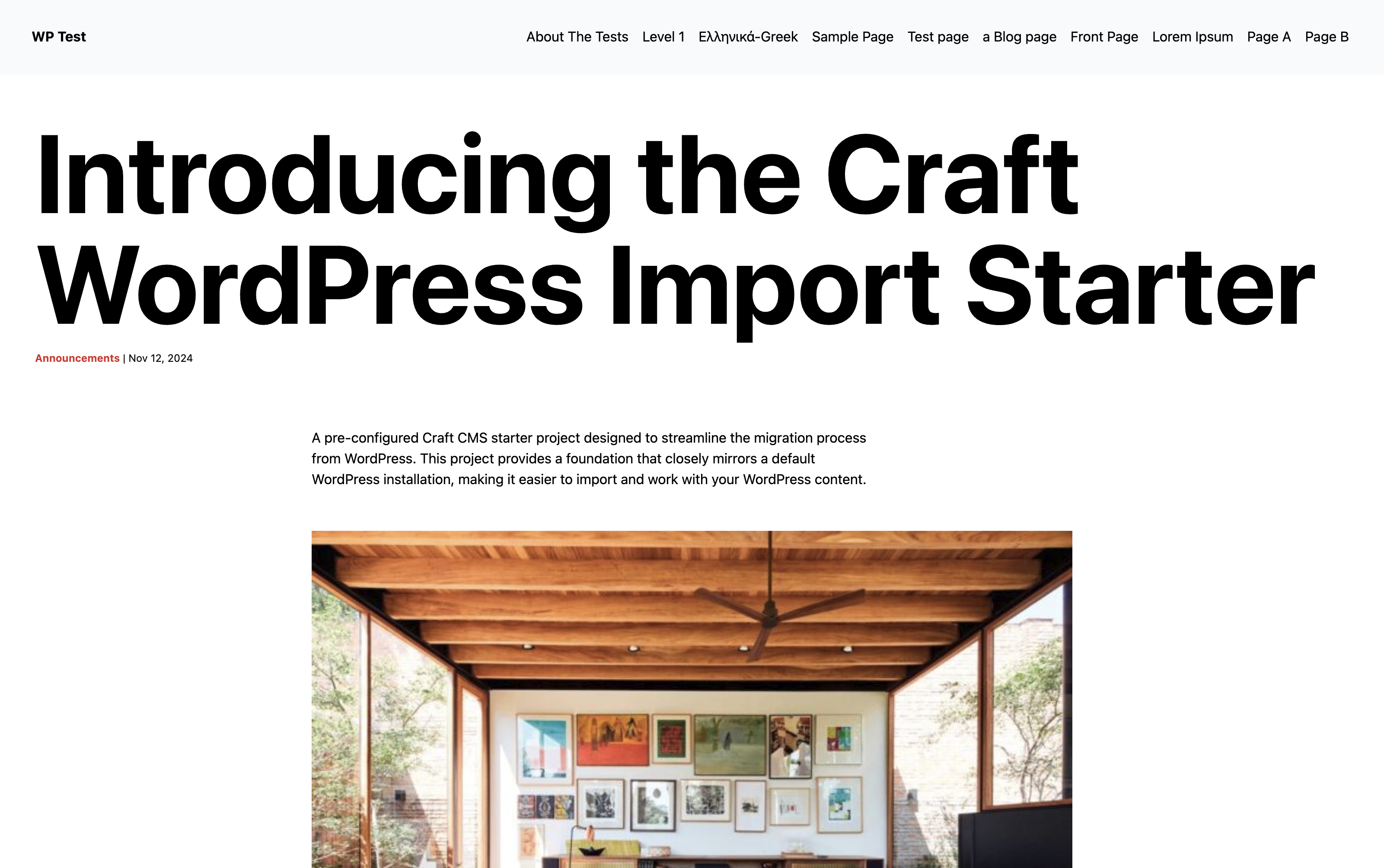 The WordPress starter homepage
