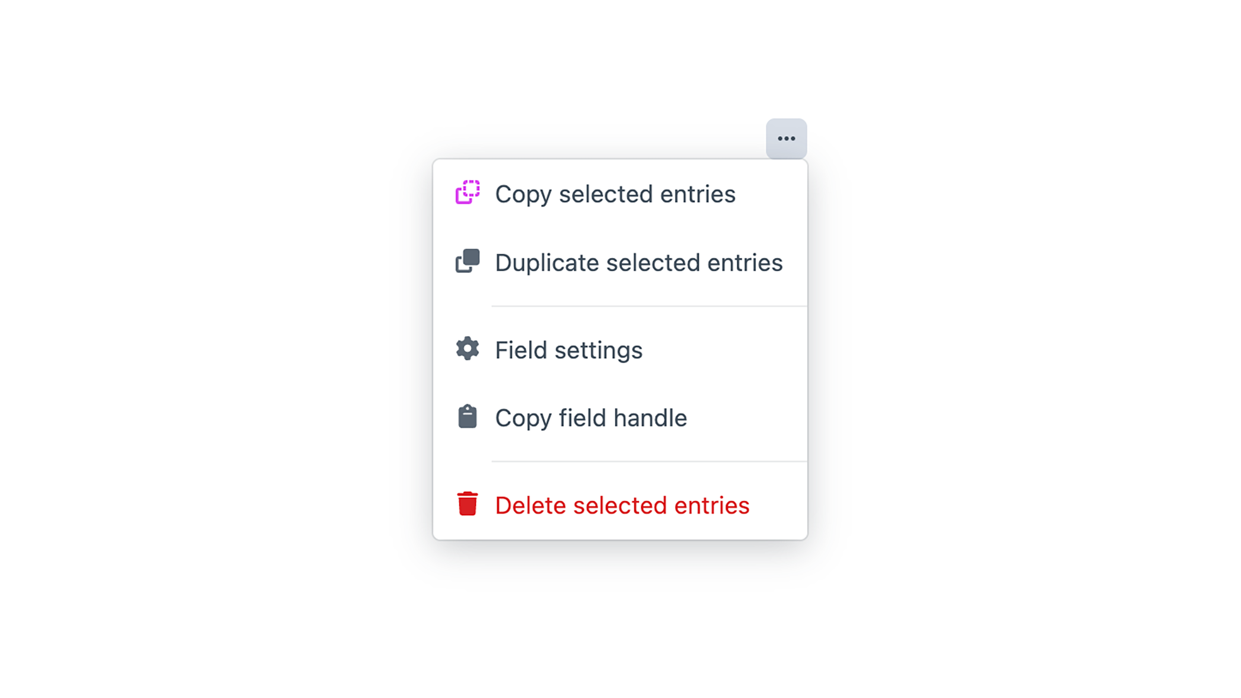 Bulk actions for matrix fields