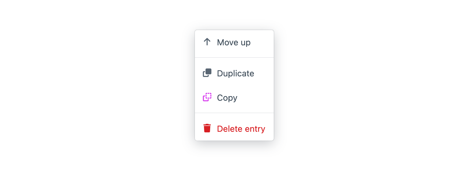 Copy/Duplicate menu