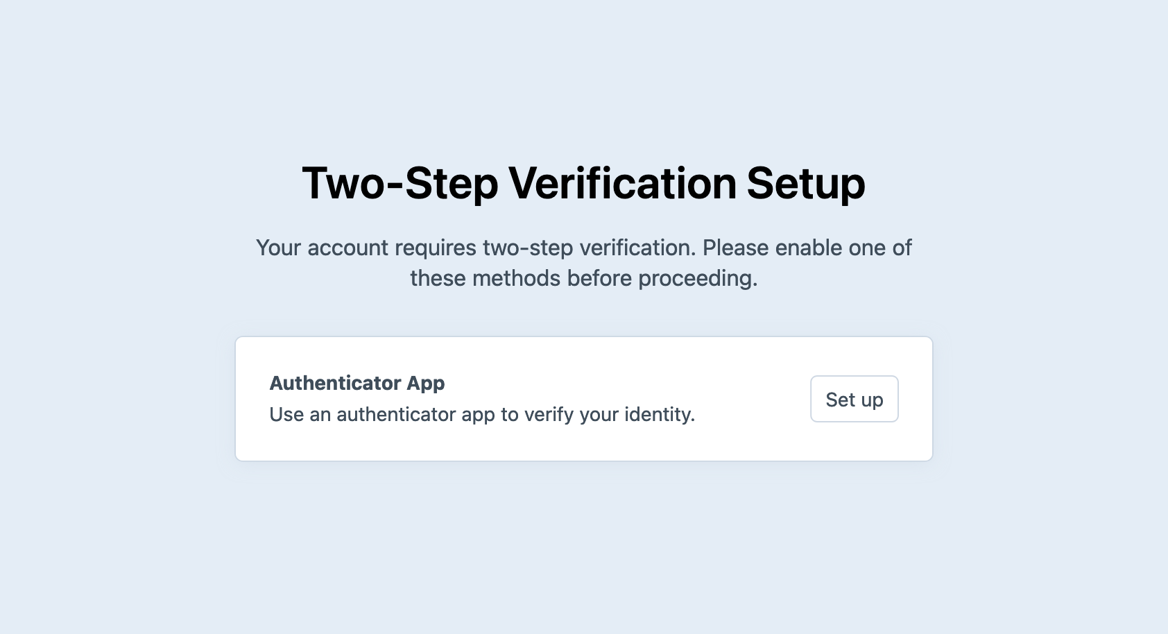 Two-factor authentication setup screen in the Craft control panel