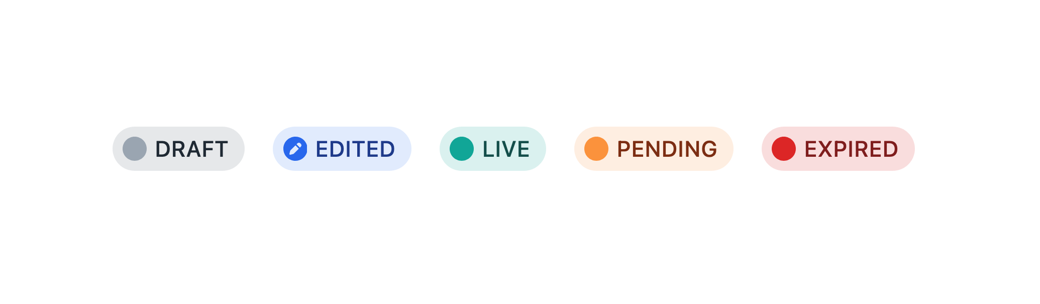 Sample element status badges