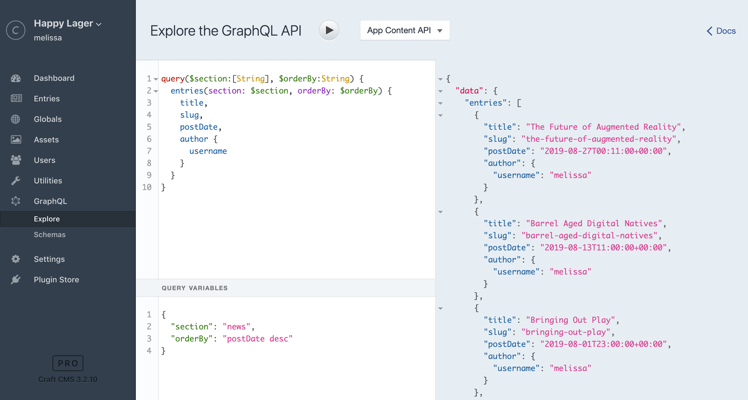 The built-in GraphiQL IDE