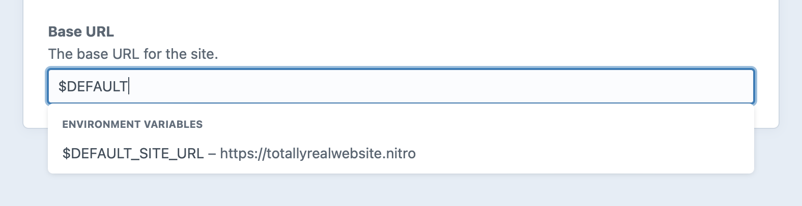 A site’s Base URL setting